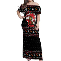 Chicken Stop Christmas Off Shoulder Maxi Dress Xmas Holiday Patterns - Wonder Print Shop