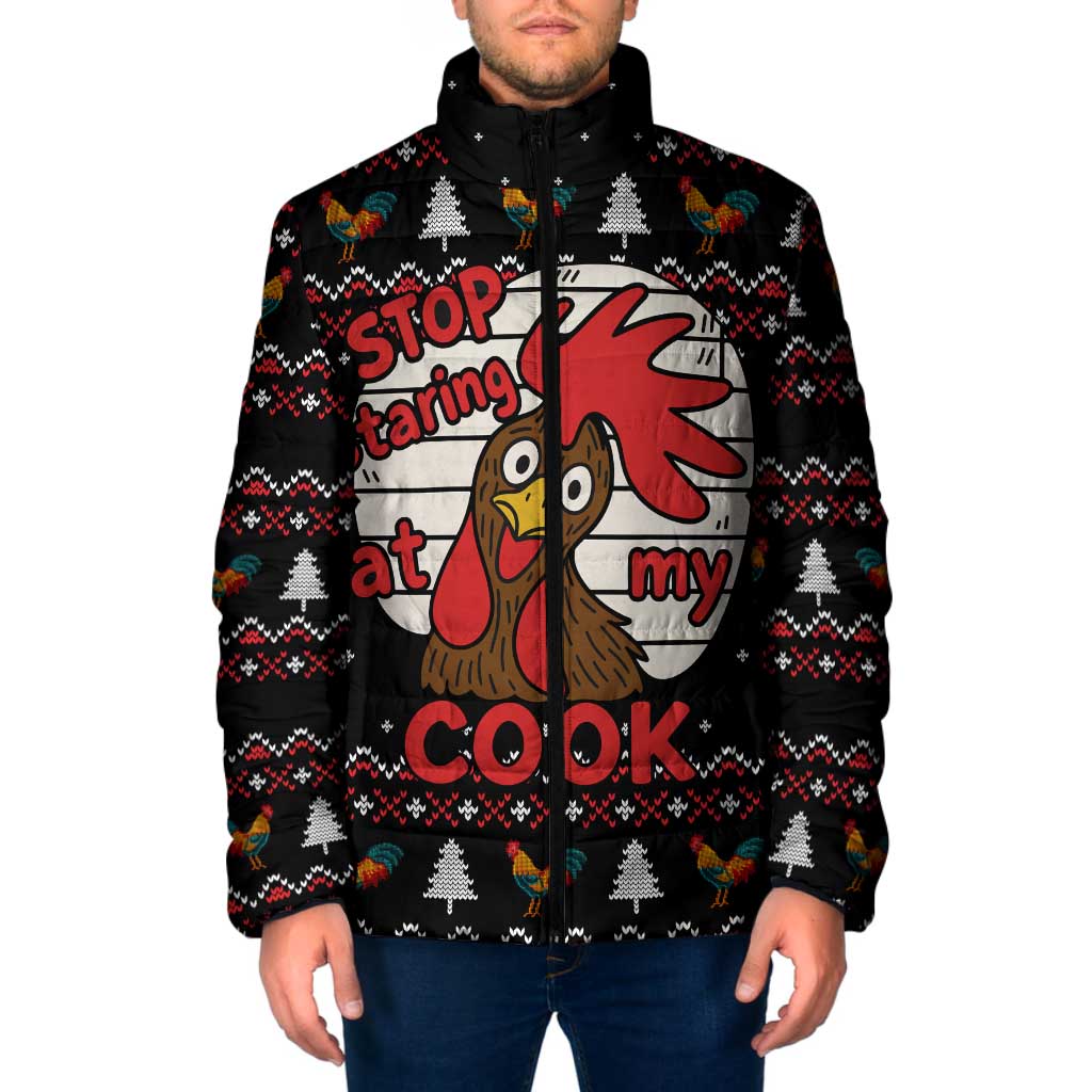 Chicken Stop Christmas Padded Jacket Xmas Holiday Patterns - Wonder Print Shop