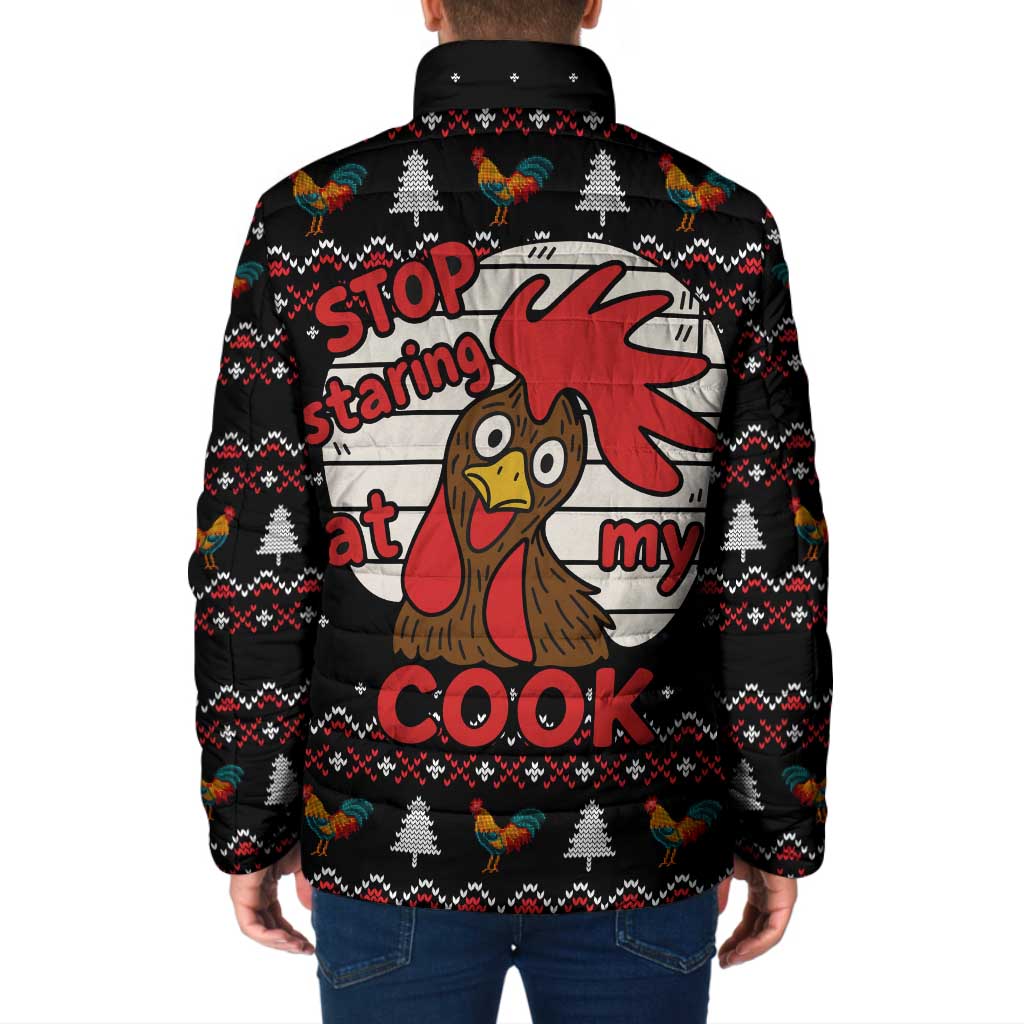 Chicken Stop Christmas Padded Jacket Xmas Holiday Patterns - Wonder Print Shop