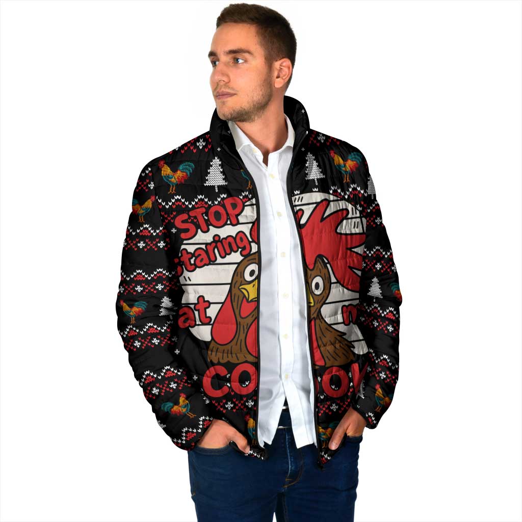 Chicken Stop Christmas Padded Jacket Xmas Holiday Patterns - Wonder Print Shop