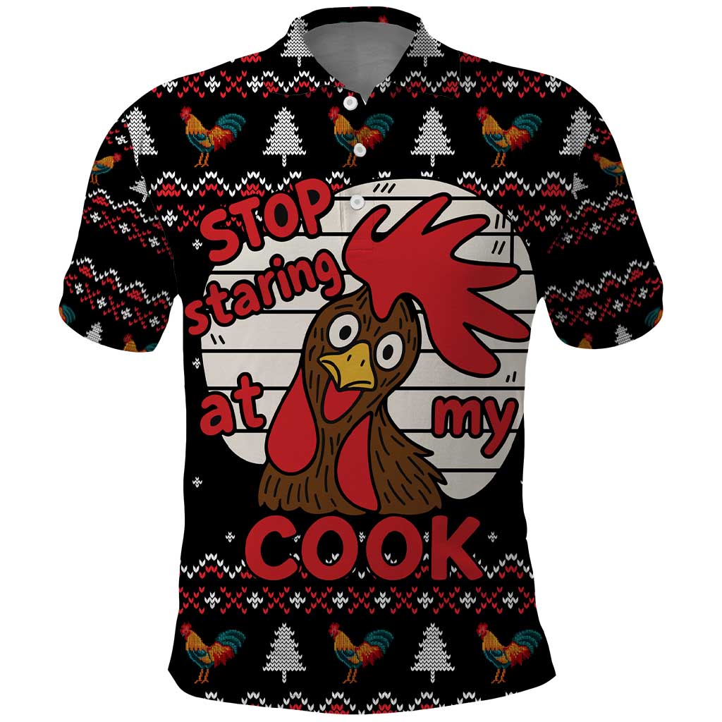 Chicken Stop Christmas Polo Shirt Xmas Holiday Patterns - Wonder Print Shop