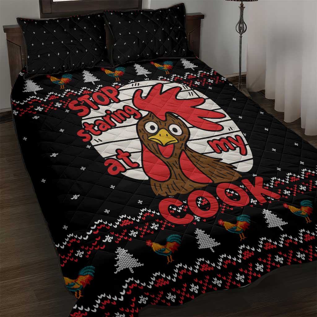 Chicken Stop Christmas Quilt Bed Set Xmas Holiday Patterns - Wonder Print Shop