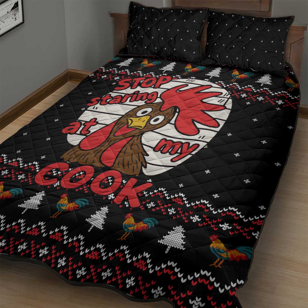 Chicken Stop Christmas Quilt Bed Set Xmas Holiday Patterns - Wonder Print Shop