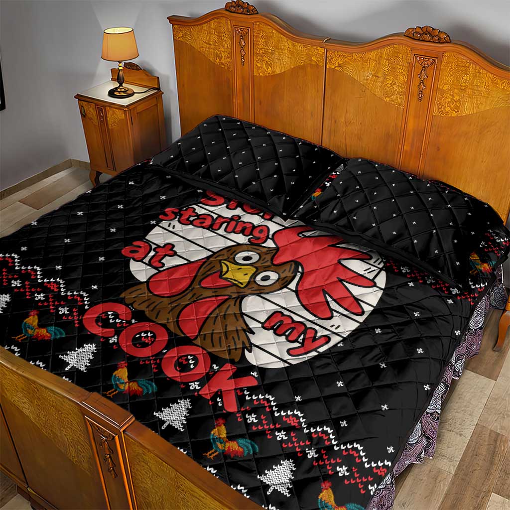 Chicken Stop Christmas Quilt Bed Set Xmas Holiday Patterns - Wonder Print Shop
