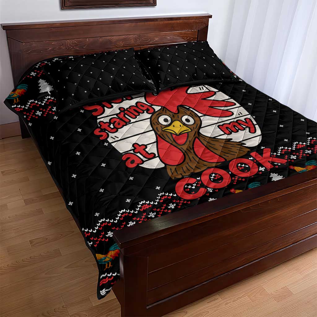 Chicken Stop Christmas Quilt Bed Set Xmas Holiday Patterns - Wonder Print Shop