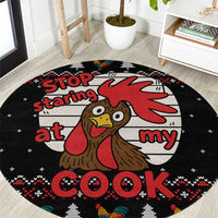 Chicken Stop Christmas Round Carpet Xmas Holiday Patterns - Wonder Print Shop