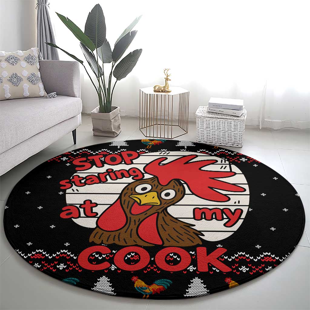 Chicken Stop Christmas Round Carpet Xmas Holiday Patterns - Wonder Print Shop