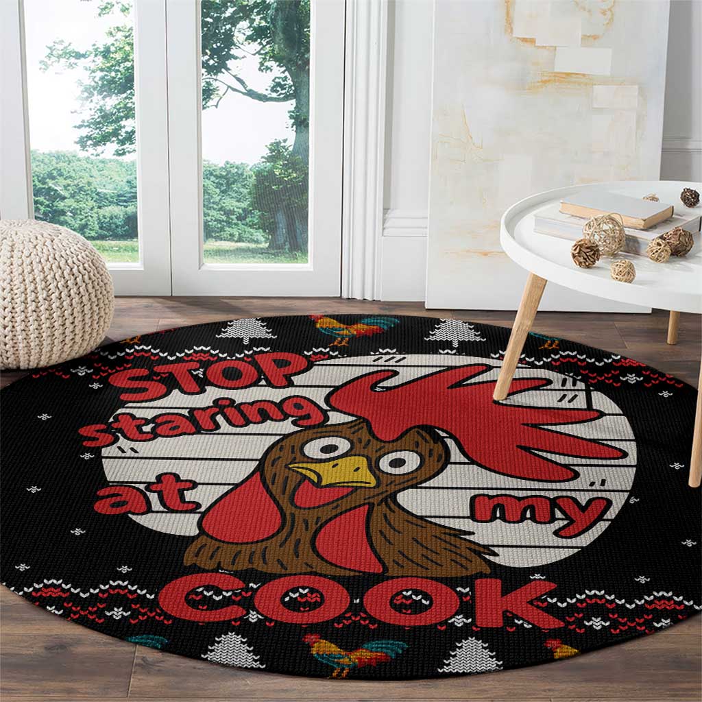 Chicken Stop Christmas Round Carpet Xmas Holiday Patterns - Wonder Print Shop