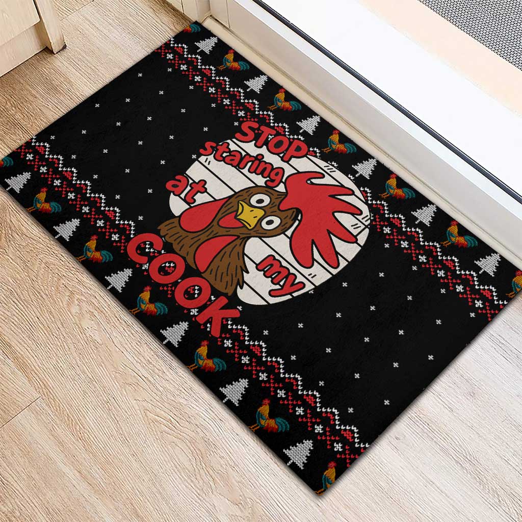 Chicken Stop Christmas Rubber Doormat Xmas Holiday Patterns - Wonder Print Shop