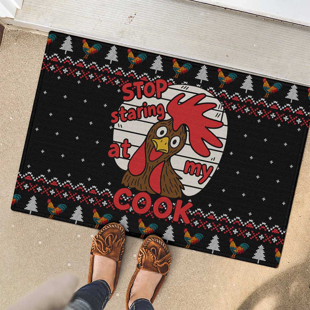 Chicken Stop Christmas Rubber Doormat Xmas Holiday Patterns - Wonder Print Shop