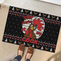 Chicken Stop Christmas Rubber Doormat Xmas Holiday Patterns - Wonder Print Shop