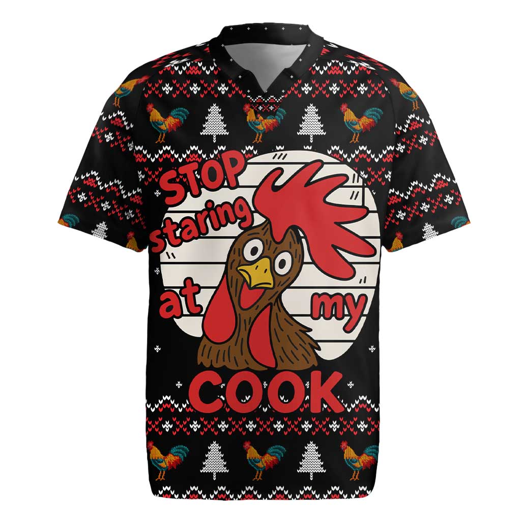 Chicken Stop Christmas Rugby Jersey Xmas Holiday Patterns - Wonder Print Shop