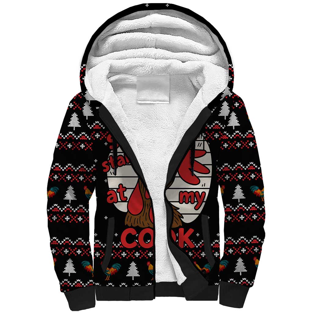Chicken Stop Christmas Sherpa Hoodie Xmas Holiday Patterns - Wonder Print Shop