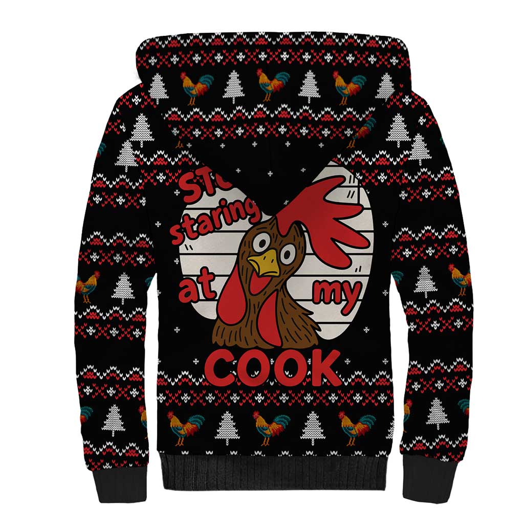 Chicken Stop Christmas Sherpa Hoodie Xmas Holiday Patterns - Wonder Print Shop