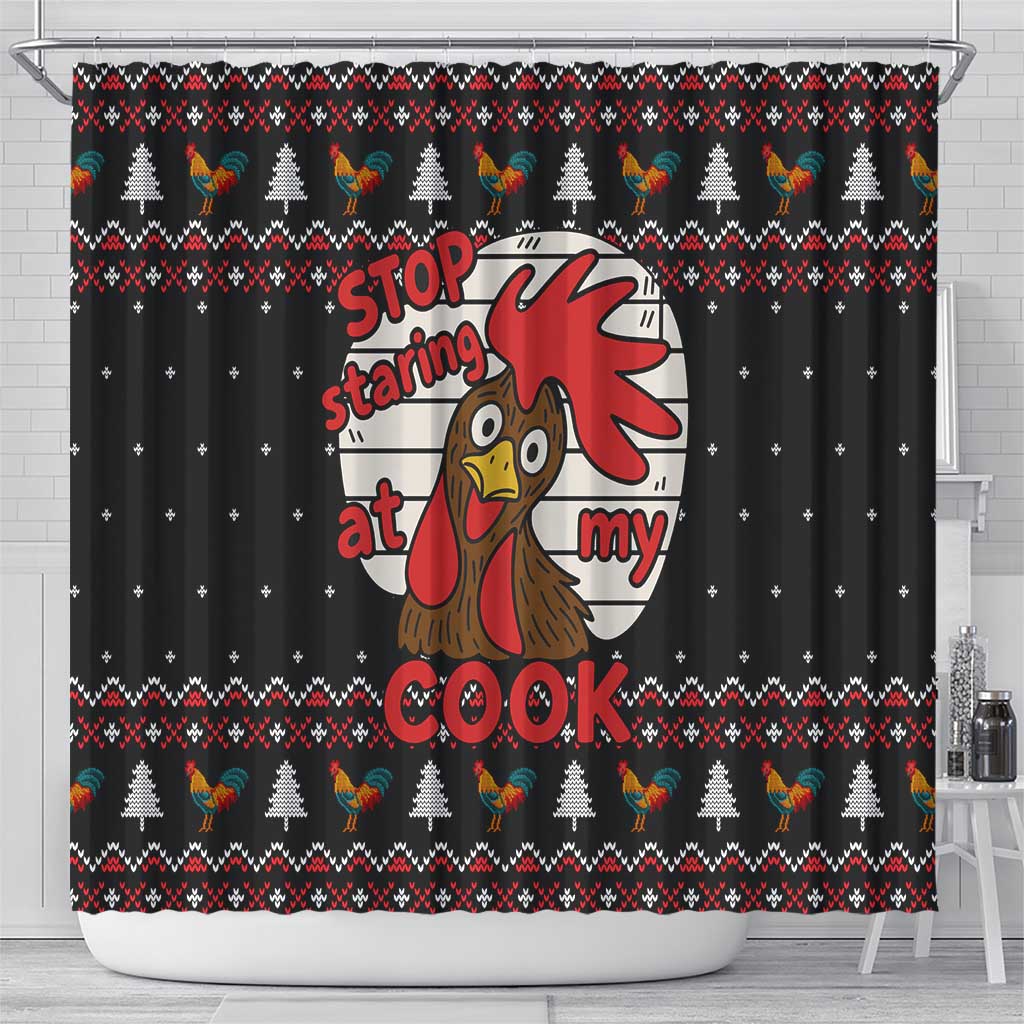 Chicken Stop Christmas Shower Curtain Xmas Holiday Patterns - Wonder Print Shop