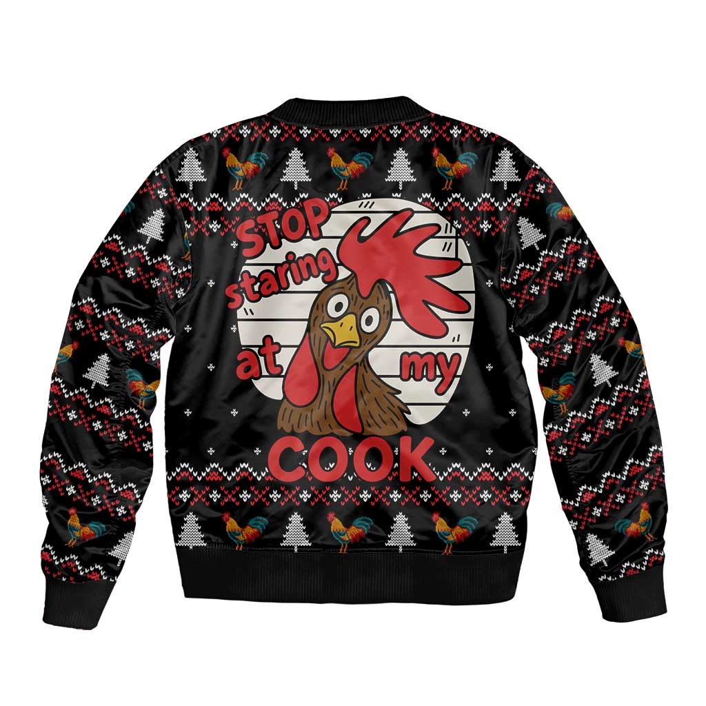 Chicken Stop Christmas Sleeve Zip Bomber Jacket Xmas Holiday Patterns - Wonder Print Shop