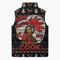 Chicken Stop Christmas Sleeveless Puffer Jacket Xmas Holiday Patterns - Wonder Print Shop
