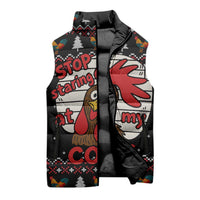 Chicken Stop Christmas Sleeveless Puffer Jacket Xmas Holiday Patterns - Wonder Print Shop