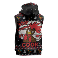 Chicken Stop Christmas Sleeveless Zip Hoodie Xmas Holiday Patterns - Wonder Print Shop