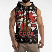 Chicken Stop Christmas Sleeveless Zip Hoodie Xmas Holiday Patterns - Wonder Print Shop
