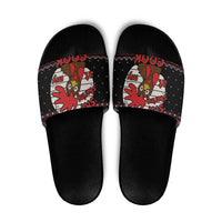 Chicken Stop Christmas Slide Sandals Xmas Holiday Patterns - Wonder Print Shop