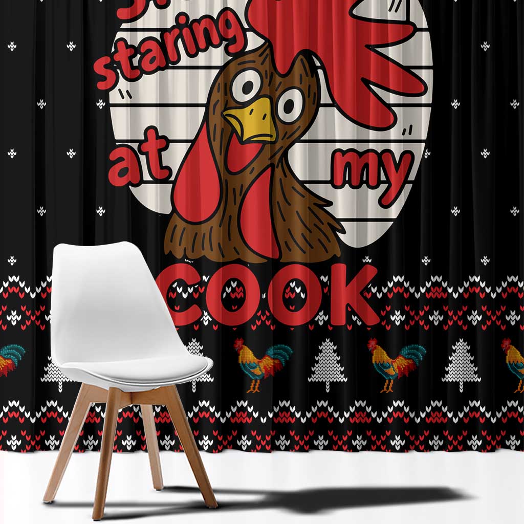 Chicken Stop Christmas Window Curtain Xmas Holiday Patterns - Wonder Print Shop