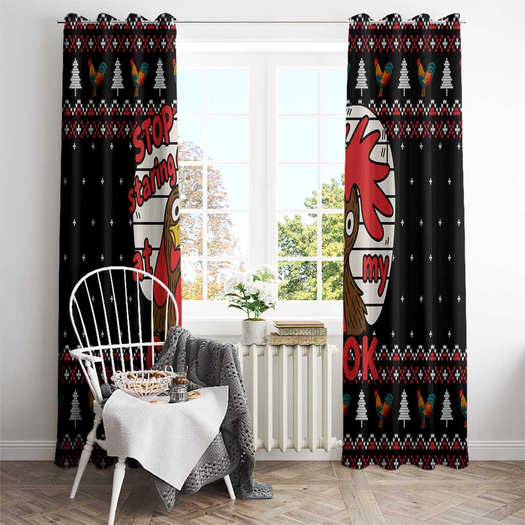 Chicken Stop Christmas Window Curtain Xmas Holiday Patterns - Wonder Print Shop