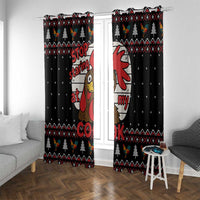 Chicken Stop Christmas Window Curtain Xmas Holiday Patterns - Wonder Print Shop