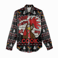 Chicken Stop Christmas Women Casual Shirt Xmas Holiday Patterns - Wonder Print Shop