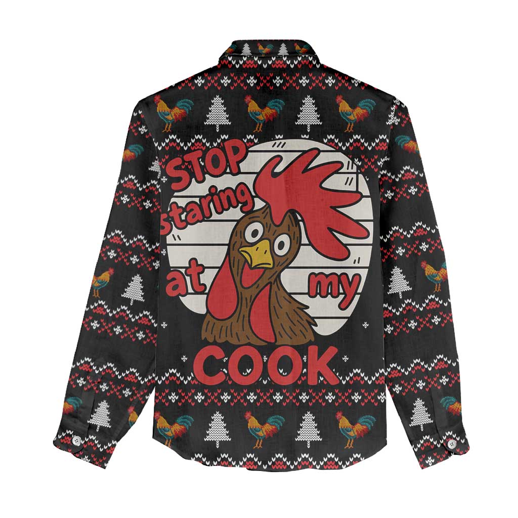 Chicken Stop Christmas Women Casual Shirt Xmas Holiday Patterns - Wonder Print Shop