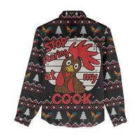 Chicken Stop Christmas Women Casual Shirt Xmas Holiday Patterns - Wonder Print Shop
