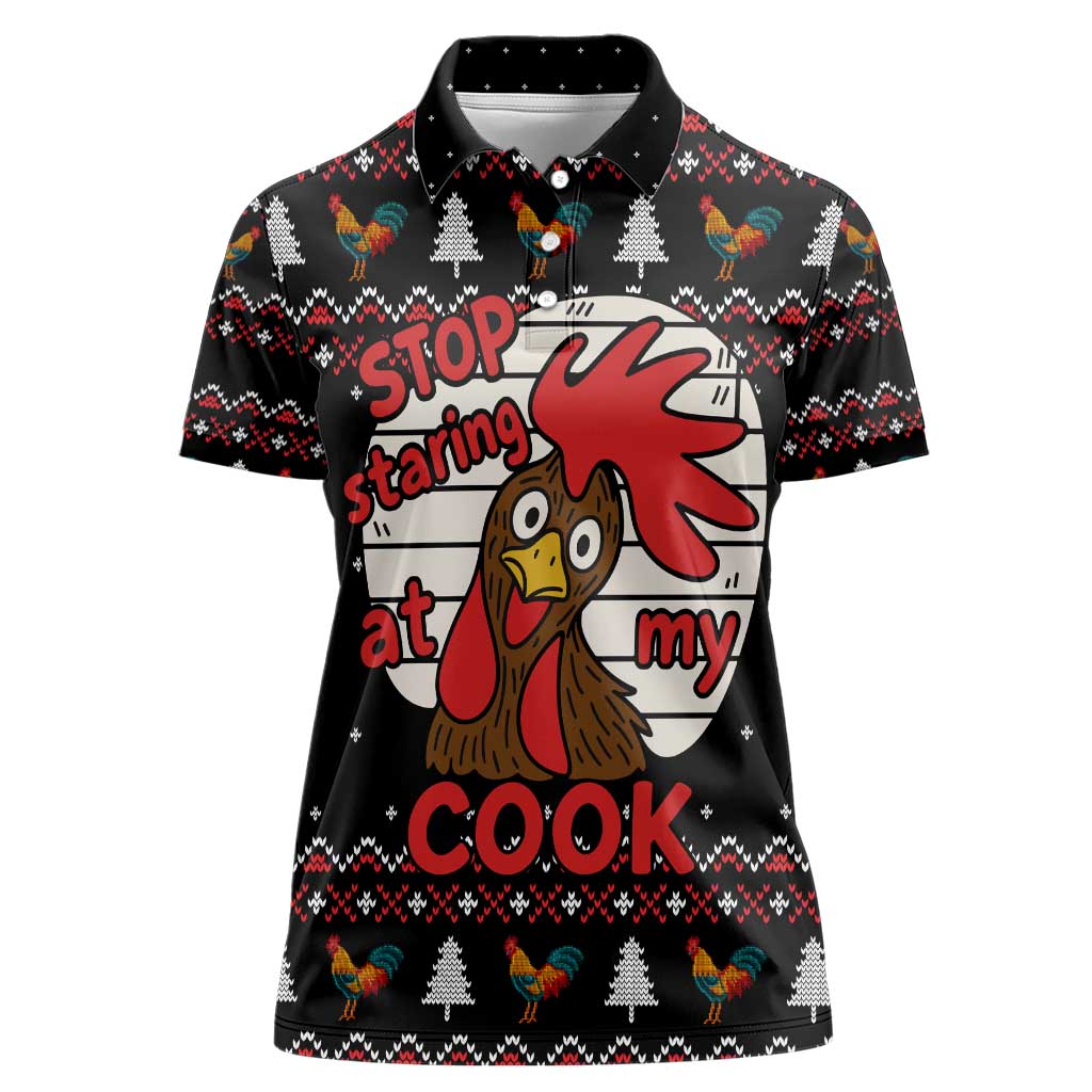 Chicken Stop Christmas Women Polo Shirt Xmas Holiday Patterns - Wonder Print Shop