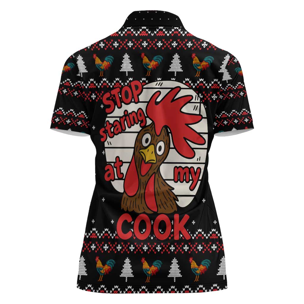 Chicken Stop Christmas Women Polo Shirt Xmas Holiday Patterns - Wonder Print Shop