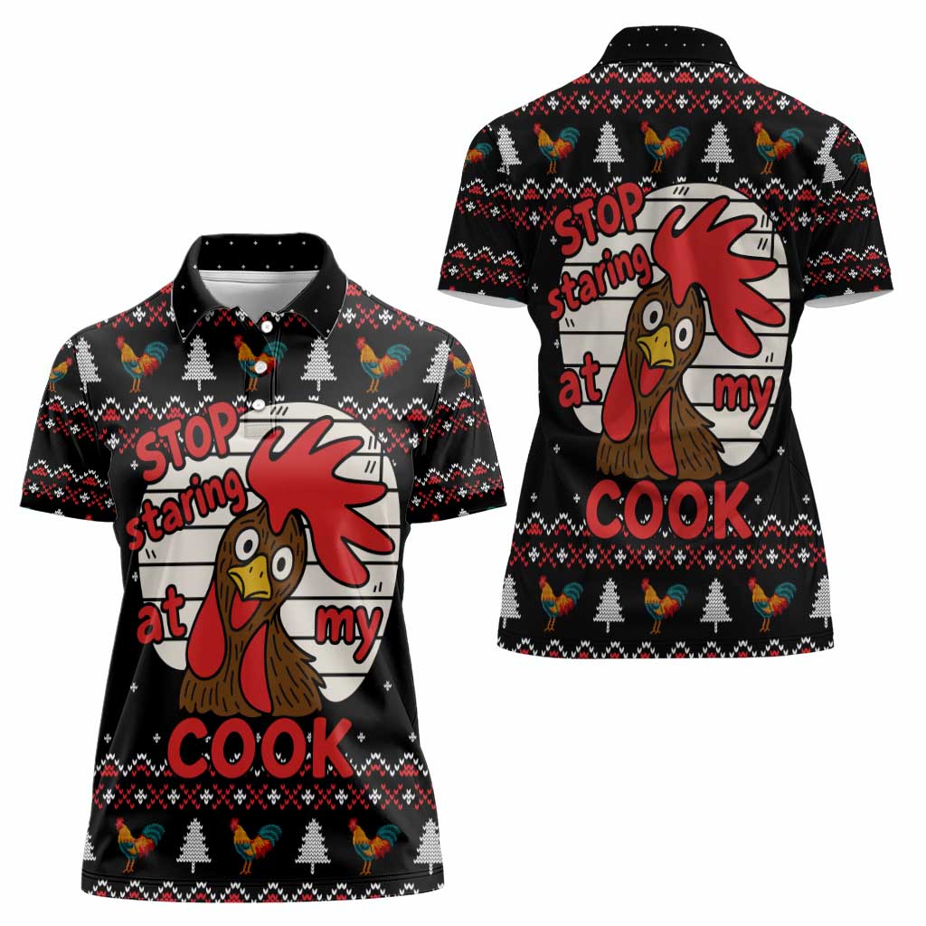 Chicken Stop Christmas Women Polo Shirt Xmas Holiday Patterns - Wonder Print Shop