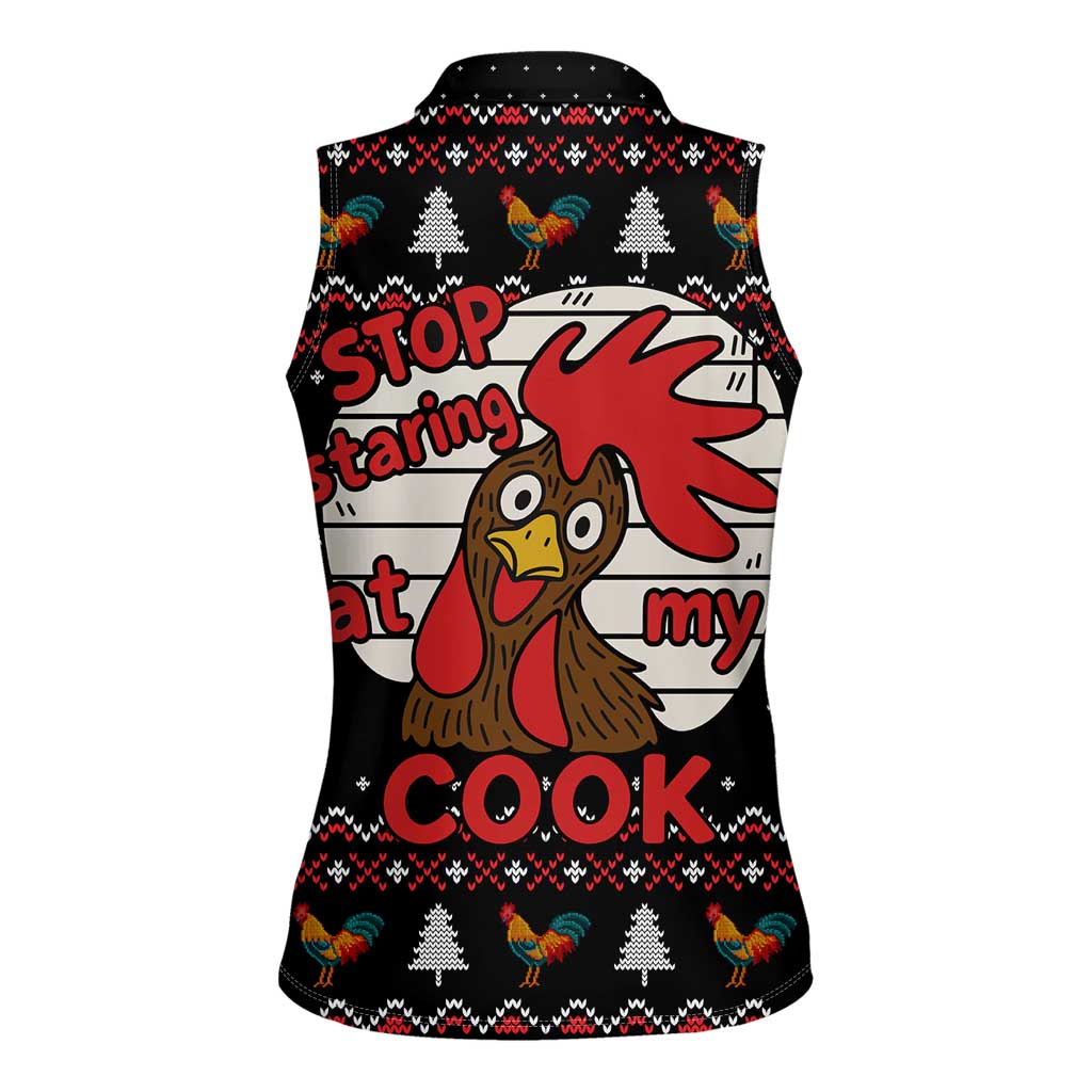 Chicken Stop Christmas Women Sleeveless Polo Shirt Xmas Holiday Patterns - Wonder Print Shop