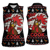 Chicken Stop Christmas Women Sleeveless Polo Shirt Xmas Holiday Patterns - Wonder Print Shop