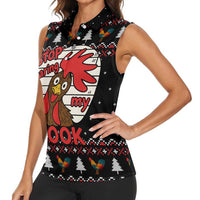 Chicken Stop Christmas Women Sleeveless Polo Shirt Xmas Holiday Patterns - Wonder Print Shop