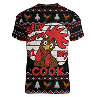 Chicken Stop Christmas Women V-Neck T-Shirt Xmas Holiday Patterns - Wonder Print Shop