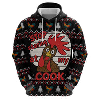 Chicken Stop Christmas Zip Hoodie Xmas Holiday Patterns - Wonder Print Shop