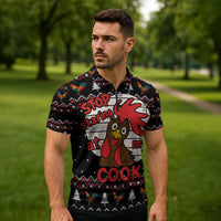 Chicken Stop Christmas Zipper Polo Shirt Xmas Holiday Patterns - Wonder Print Shop