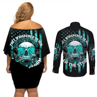 I Am The Storm Skul Couples Matching Off Shoulder Short Dress and Long Sleeve Button Shirt - Wonder Print Shop