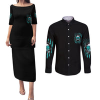 I Am The Storm Skul Couples Matching Puletasi Dress and Long Sleeve Button Shirt - Wonder Print Shop