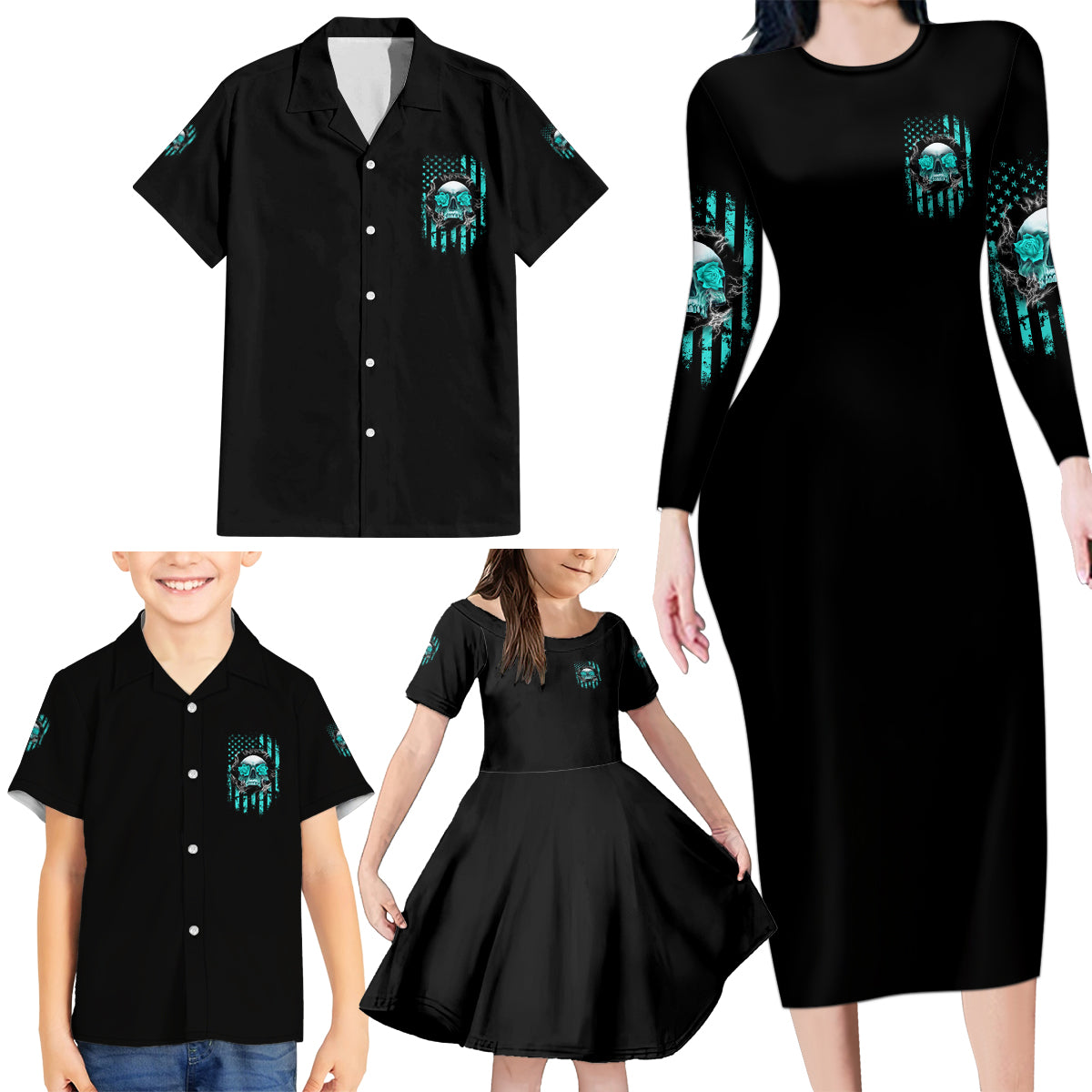 I Am The Storm Skul Family Matching Long Sleeve Bodycon Dress and Hawaiian Shirt - Wonder Print Shop