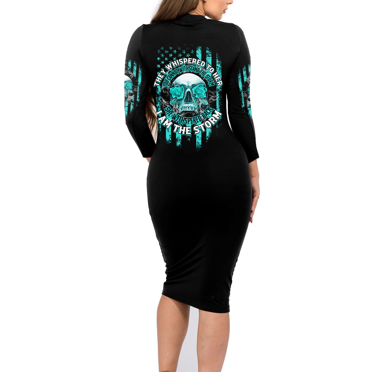 I Am The Storm Skul Family Matching Long Sleeve Bodycon Dress and Hawaiian Shirt - Wonder Print Shop