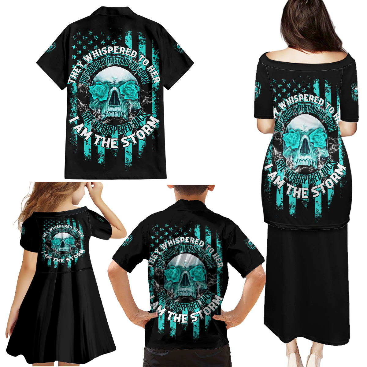 I Am The Storm Skul Family Matching Puletasi Dress and Hawaiian Shirt - Wonder Print Shop