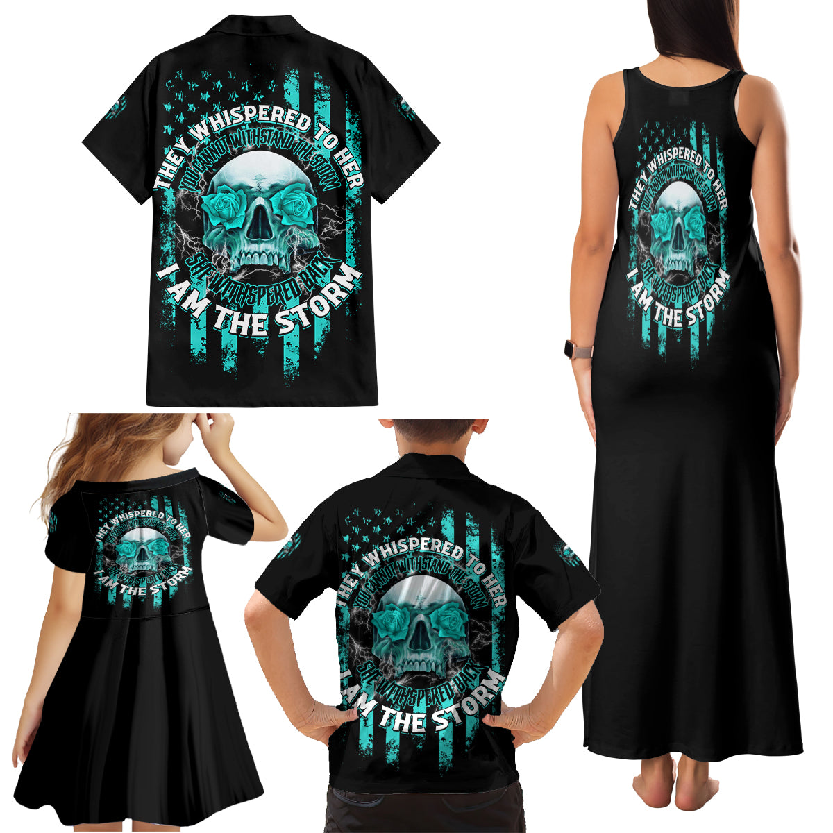 I Am The Storm Skul Family Matching Tank Maxi Dress and Hawaiian Shirt - Wonder Print Shop