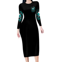 I Am The Storm Skul Long Sleeve Bodycon Dress - Wonder Print Shop