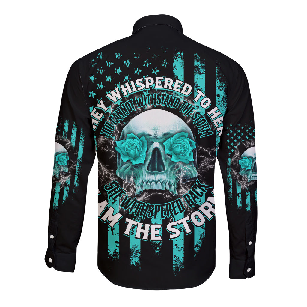 I Am The Storm Skul Long Sleeve Button Shirt - Wonder Print Shop