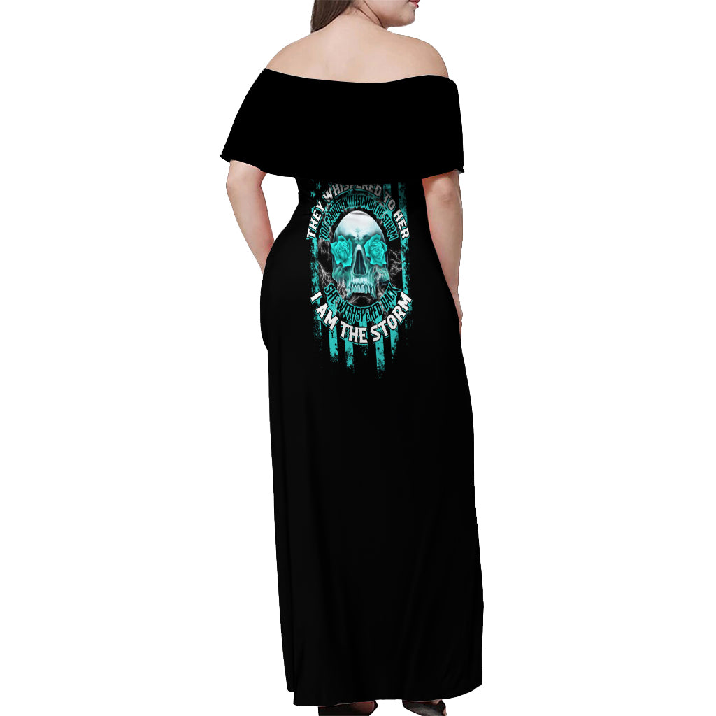I Am The Storm Skul Off Shoulder Maxi Dress - Wonder Print Shop