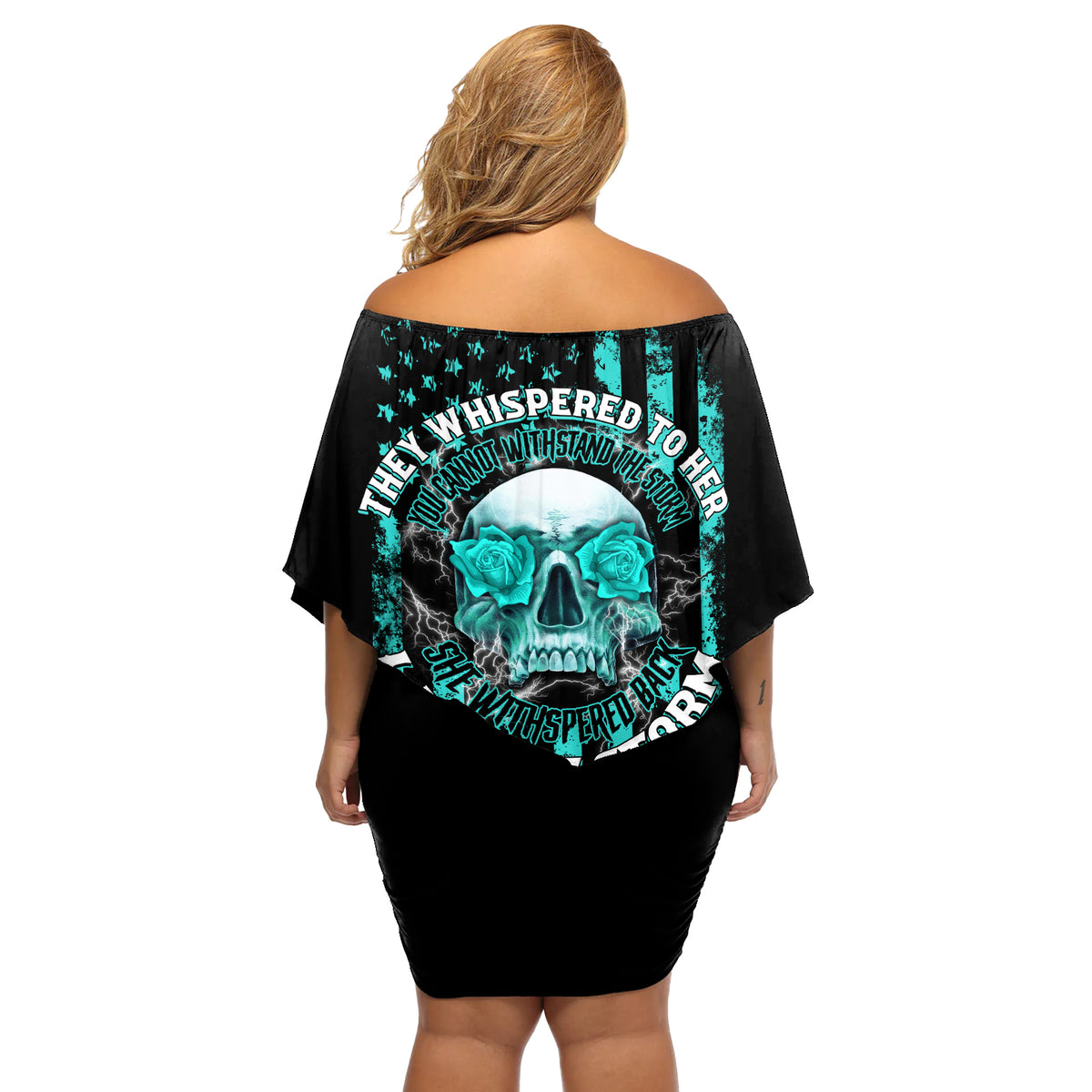 I Am The Storm Skul Off Shoulder Short Dress - Wonder Print Shop
